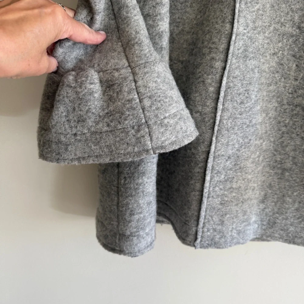 Bee & U Light Grey Italian Wool Button Mid Length Women's Jacket SZ Med - Picture 11 of 14